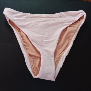 J Crew Women's Ribbed High Rise Cheeky Bikini Bottom Pink Size Medium NWT